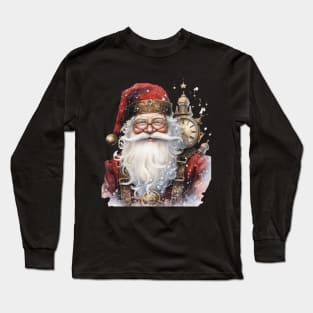 Steampunk Santa with Clocks Long Sleeve T-Shirt